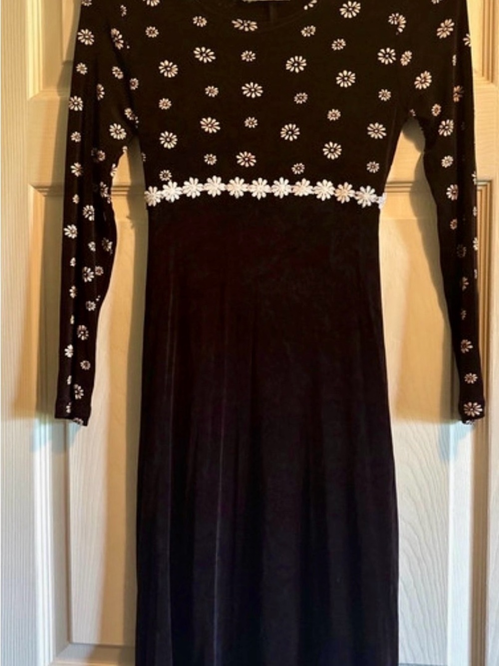 Vintage Amy Too! Black Dress with White Daisy Embellishments
